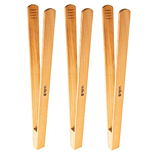 Uulki® 3 Piezas Pinzas de Cocina Barbacoa de Madera de Cereza Largo 30 cm  Pinzas Parilla Grill BBQ  Utensilios ecológicos de Europa