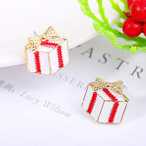 12Pairs Christmas Stud Earrings For Women Christmas Tree Wreath Snowman Candy Cane Reindeer Stud Earrings Holiday Earrings For Girls Christmas Gift #TOP5