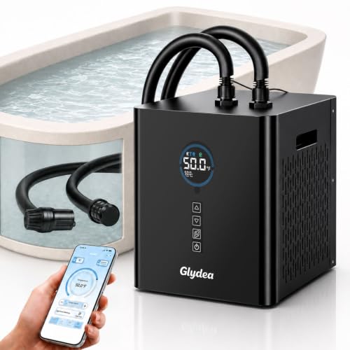 Image of Ice Bath Chiller for Cold Plunge Tubs, 1 /3HP 330W Glydea Cold Plunge Water Chiller with Built-in Ozone Function, 24 /7 Water Flow, Dual Filtration, Upgraded Hose and Pump, Large LED Color Display