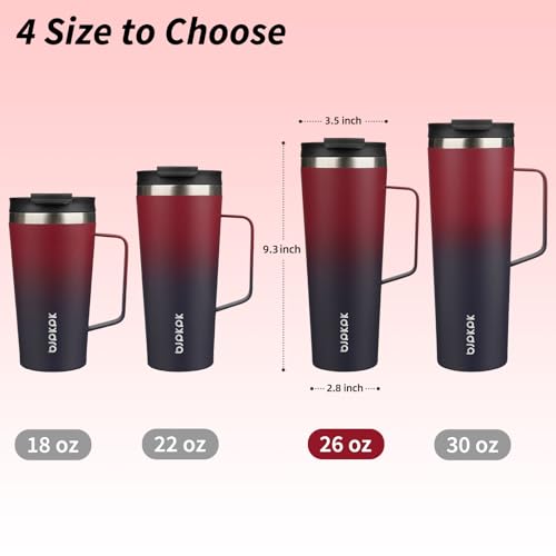 Image of BJPKPK 26oz Insulated Tumbler with Handle, Lid & Straw, Stainless Steel