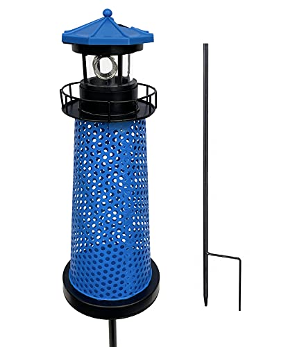 Solar Leuchtturm mit LED Beleuchtung und Erdspieß | 360° rotierendes...