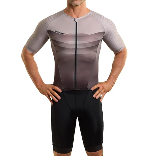Synergy Pro 2.0 Men's Triathlon Short Sleeve Trisuit (Coal, X-Large)