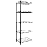 5-Wire Shelving Metal Storage Rack Adjustable Shelves, Standing Storage Shelf Units for Laundry Bathroom Kitchen Pantry Closet(Black)