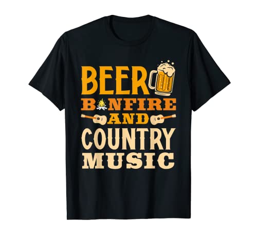 Cerveza Hoguera Música Country Divertido Amante de la Camiseta