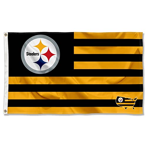 Pittsburgh Steelers USA American Nation Stripes 3x5 Grommet Flag