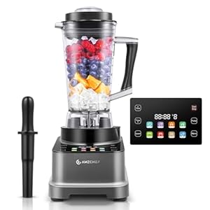 AMZCHEF 8-IN-1 Multi Blender met Auto-IQ 2000W Hoogwaardige Keuken Blender 2 L Blender met 8 voorgeprogrammeerde LCD Touch Control voor Shakes, Smoothies, Soep, Malen, Sap
