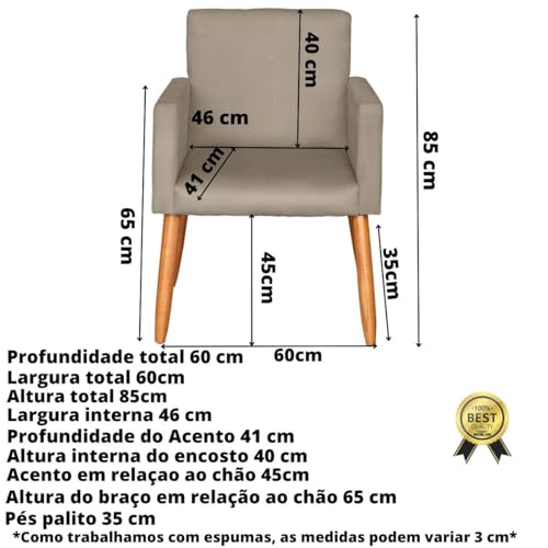 Kit 2 Poltronas Cadeira Decorativa para Sala de estar Cadeiras para Recepção Manicure Escritório Sal