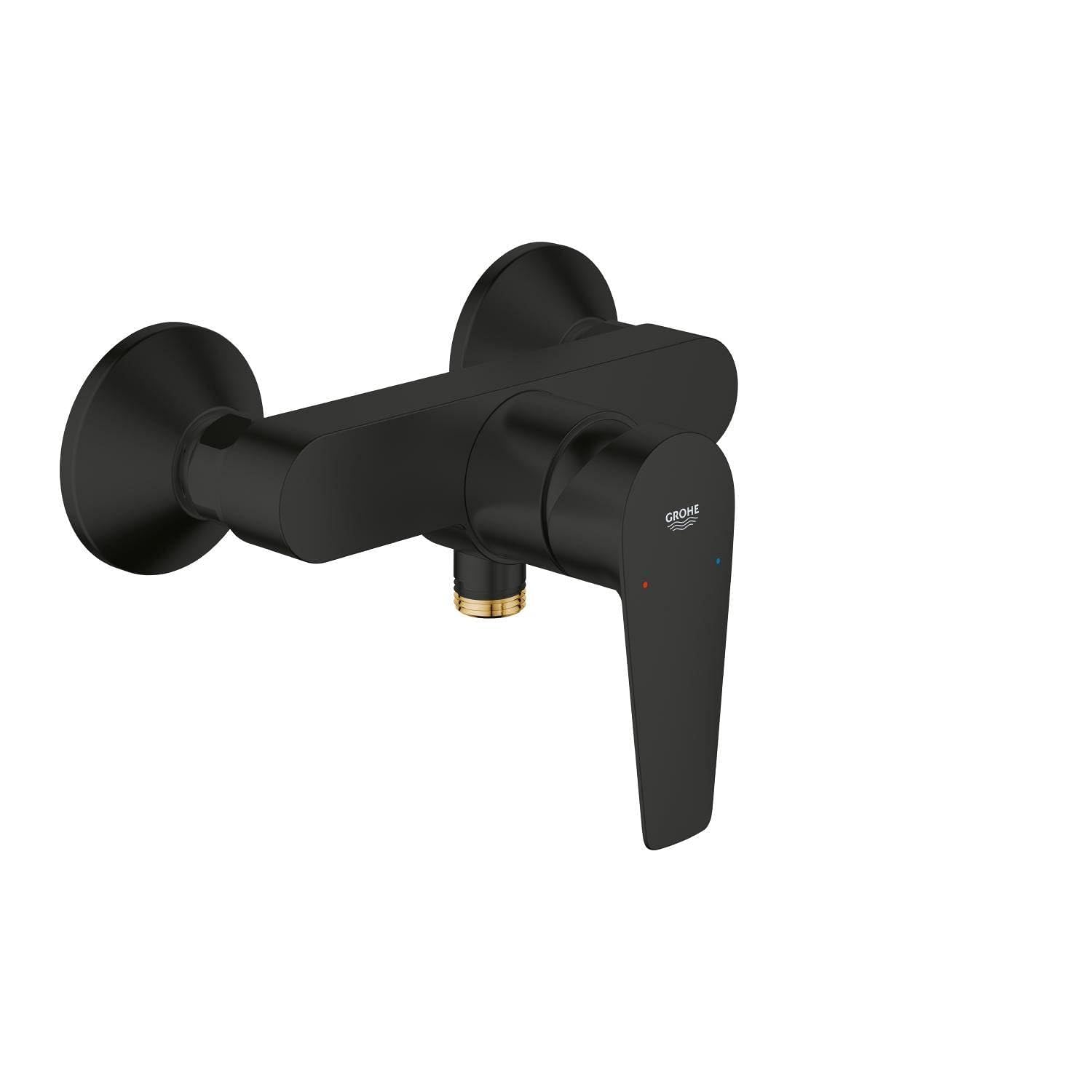 GROHE Start Edge – Grifo Monomando Ducha Visto (Instalación Mural, Cartucho 35mm, Válvula Antirretorno, Protección contra Reflujo), Negro Mate, 233472431