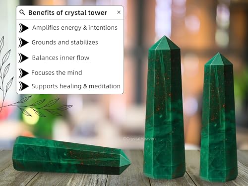 Image of Crystal Heaven Certified Bloodstone Crystal Tower Obelisk Point For Chakra, Healing And Balancing - AAA Grade Original Certified Gemstone Agate For Reiki Meditation Yoga Spiritual (2-3 Inches)