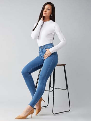 Image of Dolce Crudo Women's Skinny Fit High Rise Cropped Length Stretchable Denim Jeans