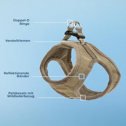 Voyager Step-In Plüsch-Hundegeschirr by Best Pet Supplies - Step-In-Westengeschirr für kleine und mittelgroße Hunde, Weicher Plüsch, Latter, size XS - Brust 33-37 cm