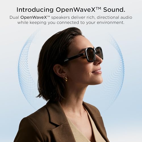 Image of Pebble Onyx Smart Glasses 5.4 with Dual Speakers, BT Calling, Voice Assistant & 10-Hour Battery | Premium Metal Hinge Design (Mystic Black)