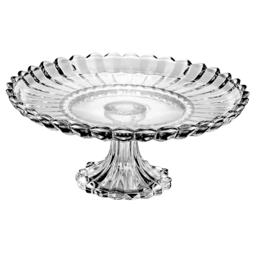 美品　美術品　ガラスコンポート飾り皿 フランス直輸入のプレスドガラス コンポート皿【華やかなディスプレイ用】