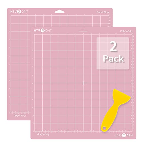 HTVRONT Fabric Grip Cutting Mats 2 Pack Cutting Mat 12x12 Compatible with Cricut Maker 3/Maker 4/Maker/Explore 3/4/Air 2/One Fabric Adhesive Sticky Quilting Cutting Mats Replacement Accessories
