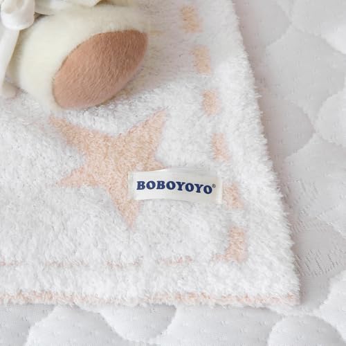 Image of BOBOYOYO Plush Baby Blankets for Newborn Girls Boys Stars Soft Fuzzy Warm Swaddle Receiving Blanket 30 x 40 Polyester Toddler Blanket for Crib Stroller Nursery
