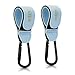 2 Pack Stroller Hooks for Hanging Diaper Bags and Shopping Bags, Accessories for Stroller and Shopping Cart, Heavy Duty Durable Large Carabiner, Advanced Faux Leather, Baby Blue