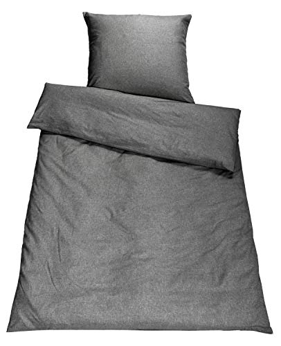 SETEX Chambray 1820 200220 900 453 (SE0) Duvet Cover and 2 Pillowcases 90% Cotton 220 x 200 cm Dark Grey, Graphite Grey, 220x200 cm