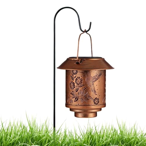 Farolillo Solar De Colibrí Para Exterior, Farol Solar con Diseño de Colibrí para Jardín, Lámpara de Metal Artístico para Exteriores, Decoración de Jardín para Patio Terraza y Caminos