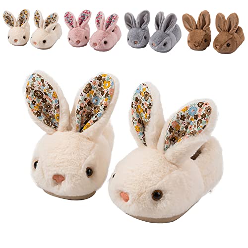 Fadezar Toddler Slippers Girl Boy House Slipper Kids Rabbit Winter Slipper Warm Bunny Slippers Soft Plush Indoor Girls Boys Slipper Cover Heel White 11.5-12 little kids CN 190