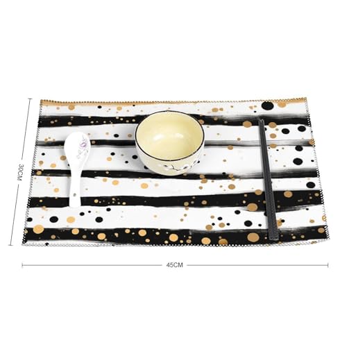 Sets de table anti-tache et chaleur imprimé à rayures dorées pour protéger la table - 3