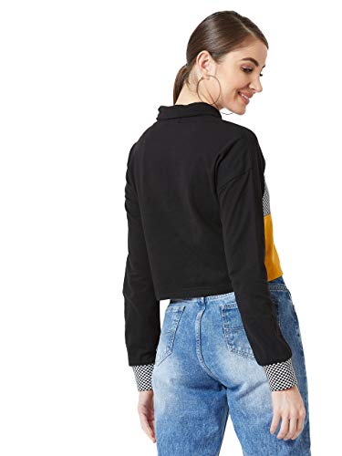 Image of Miss Chase Women's Multicolor Colorblock Crop Sweatshirt