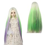 MUZIWIG High Temperature Doll Hair Wig, Long Winky Curly White Ombre Blue Synthetic Fiber Hair Wig BJD Doll Wigs for 1/3 BJD SD Doll ()