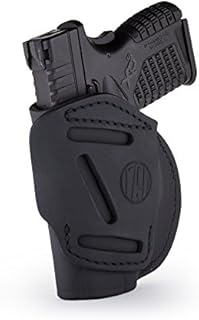 1791 GunLeather 4-Way XDS Holster - OWB and IWB CCW Holster - Right Handed Leather Gun Holster - Fits Springfield XDS, S&W MP9 Shield, Ruger SR9c, LC9, SR40 and Walther PPS (Stealth Black - Size 3)