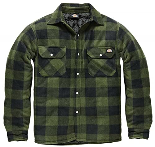 Dickies Portland Padded Shirt Fleece Workwear (SH5000) Warm Padded Lined GREEN Sizes S-4XL (L)