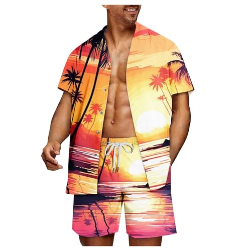 NaLatia Set da uomo hawaiano Beach Hawaii Aloha Party Summer Holiday Fancy Shirt e corto,Completi Estivi Uomo