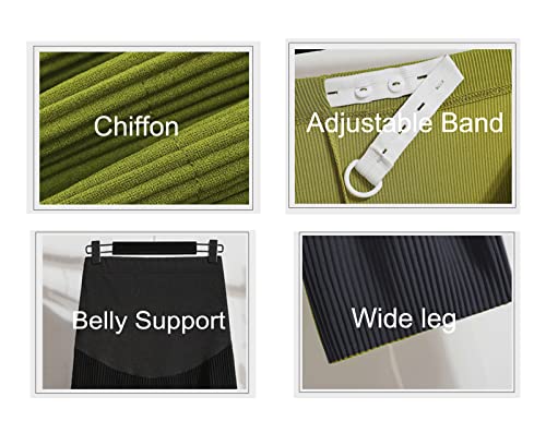 Ryaonfky Women's Maternity Long Pants High Waist Lounge Wide Leg Palazzo Summer Loose Trousers Over The Belly Pregnancy Pants Green #TOP4