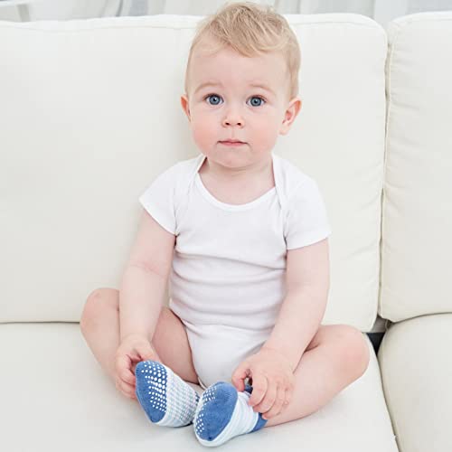 Image of Zaples Baby Non Slip Grip Ankle Socks with Non Skid Soles for Infants Toddlers Kids Boys Girls
