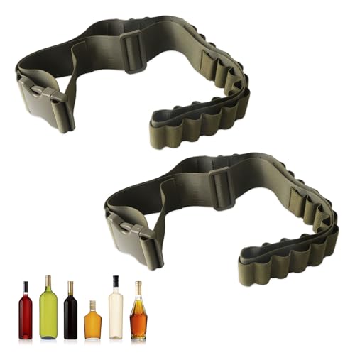 ROSYLEVE 2 Stück Klopfer Gürtel 27 Slots Schnapsgürtel Klopfergürtel Zapfanlage Mini Schnaps Shot Gürtel für JGA Zubehör Festivals Junggesellenabschied Karneval(Armee Grün)