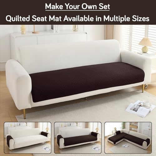 Image of HOKIPO Polyester Quilted Sofa Cover Mats for 1 /2 /3 Seater Sofa and L Shape. Make Your Own Sofa Cover Set, Mat Length 90(D) X 120(L) Cm, Dark Brown (NEW-In-720-Dbr)