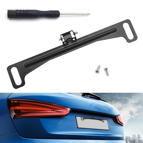 Image of Universal Car Rear View Camera License Plate Bracket, No-Drill Camera License Plate Bracket, Vehicle Backup License Plate Camera Mount Universal, Easy Installation, Rust-Resistant, Durable Design