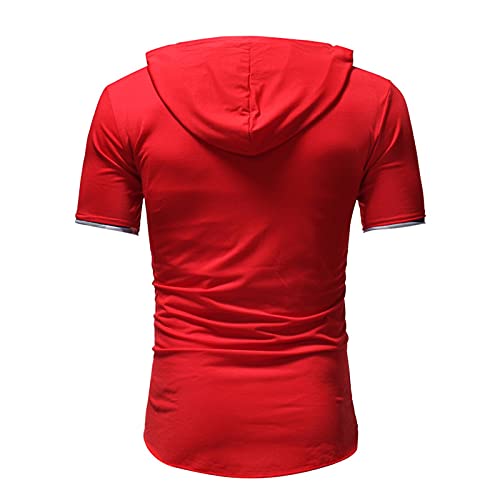 Mens Zip Up Hoodies Men's Pure Color Hoodie Sport Short Sleeve Shirt Top Blouse Zipper Hoodies XL4