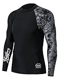 HUGE SPORTS Herren Spleiß Rashguard Langarm Rash Guard Shirt Wasser alle Outdoor Aktivitäten Surfen Schwimmen Piraterie M