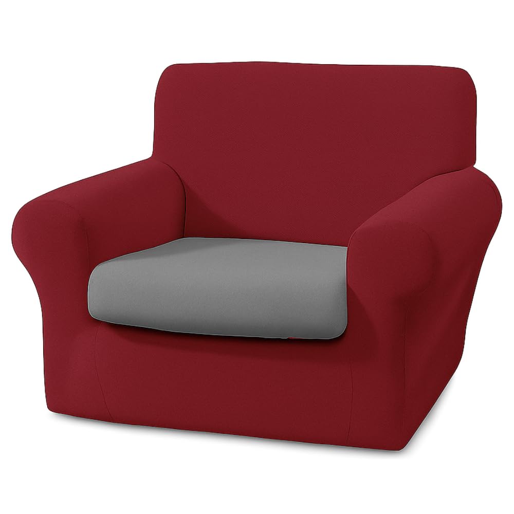 BIANCALUNA - Copripolotrona Elastico Genius Tinta Unita Anti Macchia - 1 Posto da 75 a 120 cm Made in Italy - Bordeaux