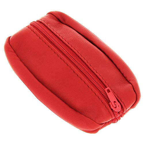 KARL LOVEN Porte Monnaie Homme en Cuir Petit Format Rouge Léger Double Compartiment Monnaie Billet Porte-clefs