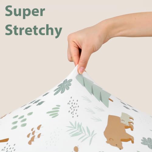 Image of Baby Crib Sheets for Boys and Girls, 3 Pack Fitted Crib Sheets Neutral for 52 inchx28 inch Standard Crib and Toddler Mattresses, Ultra Soft & Silky Smooth Microfiber Green Forest Bear