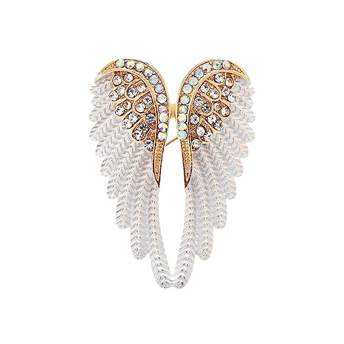 Broche en forme d'aile d'ange en oxyde de zirconium et émail elfique, épingles à clip pour châle, robe, manteau, écharpes et sacs à dos, tendance