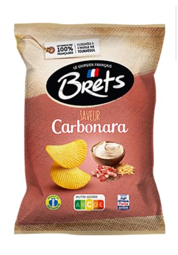 Brets Patatas fritas con sabor a carbonara, 125 g, hechas con patatas 100% francesas, fabricadas en Francia, sin conservantes, sin MSG añadido