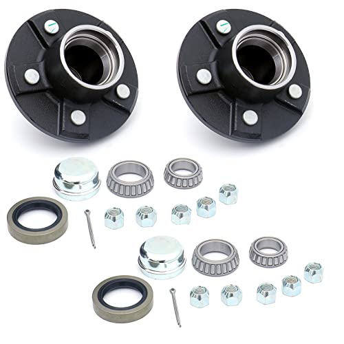 Ucut Set Of 2 Trailer Hub Kits,5 Bolt On 4-1/2" Bolt Circle,Trailer Hub Kit - For 1-3/8" Inner / 1-1/16" Outer Tapered Spindle #TOP8