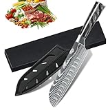 MDHAND Küchenmesser, Kochmesser Universalmesser 18cm Santoku Messer Küchenmesser Scharfe aus Deutschem Edelstahl für Haus und Restaurant