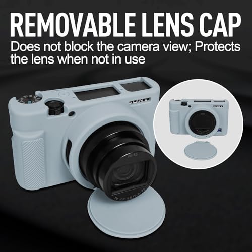 Image of Easy Hood Case for Sony DSC-RX100 IV V VI VII DSLR Camera, Silicone Camera Case Lightweight Soft Carrying Cover with Removable Lens Cover (Light Grey)