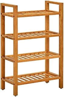 vidaXL Solid Oak Wood Shoe Rack with 4 Shelves Household Supplies Hallway Furniture Wooden Shoe Organiser Stand Wardrobe Storage Unit