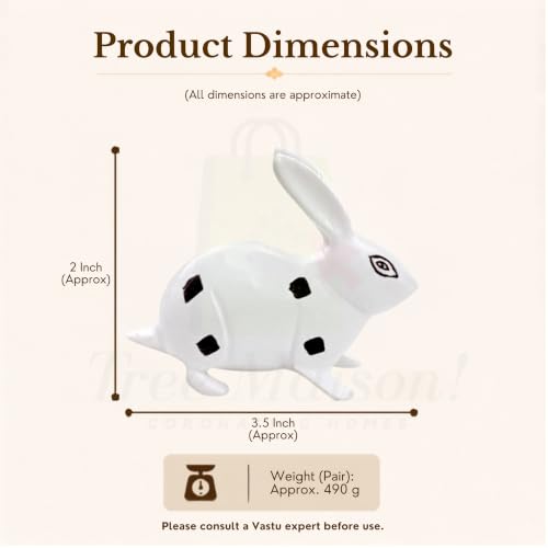 Image of Brass Rabbit Pair Statue | Weight - 490 G Approx | Vastu Shastra | Home Decor Statue | Vastu Remedy | Wealth and Prosperity | Material- Brass | Black and White Painted |