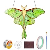 LemonRoad 1 Set Green Luna Moth Pre Cut Stained Glass Kit for Adult Beginner Made Easy Stained Glass Craft...