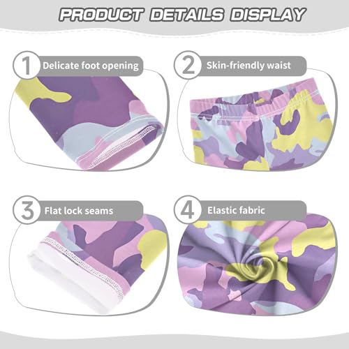 Purple Pink Yellow Camouflage Girls Leggings Soft Stretch Workout Yoga Dance Pants for Kids Casual Tights3