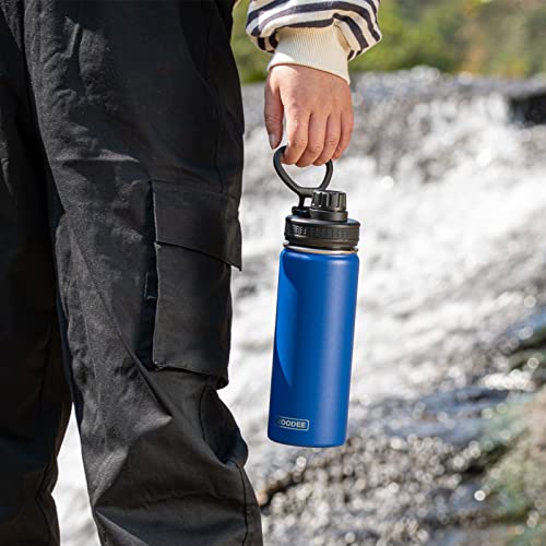 Koodee Insulated Water Bottle, 18 Oz Stainless Steel Double Wall Vacuum Wide Mouth Sport Bottle With Leakproof Spout Lid (Navy) #TOP1