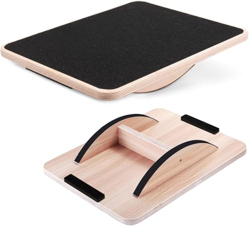 17.5&rdquo; Wooden Rocker Board for Balance Exercises (Black)